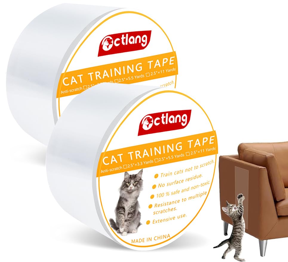 BananaHome 2Rolls Anti Cat Scratch Tape, 10cm x 3m Cat Training Tape, 100% Transparent Clear Double Sided Scratch Deterrent Furniture Protector for Couch, Carpet, Doors, Pet & Kid Safe (CLEAR)