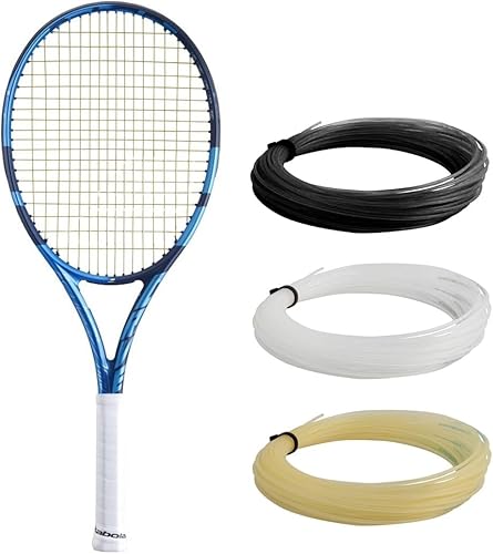 Babolat Raqueta de tenis Pure Drive Lite (10. generación) ensartada con 0.63 onzas Babolat Syn Gut a tensión de rango medio