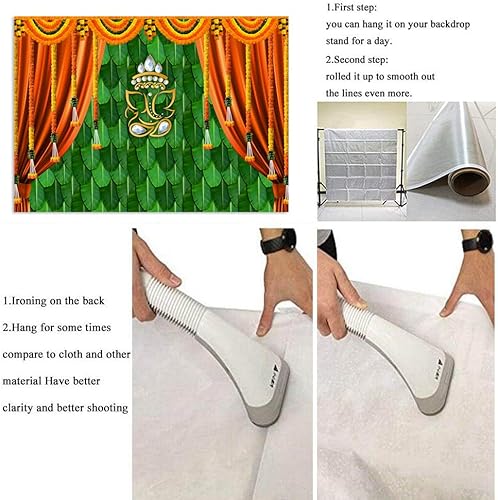 Miniatura 7 de Fondo tradicional de 7 x 5 pies para fotografía, boda, fiesta, hoja de plátano, verde, Chatiya Ganesh Mehndi, festival, decoraciones de fondo de