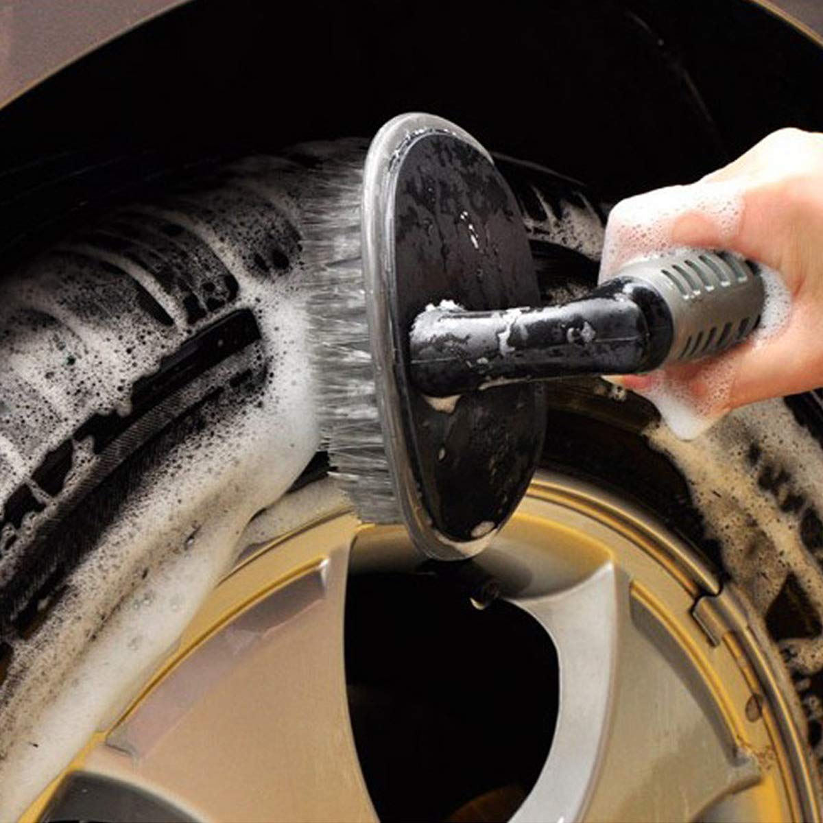 Heavy Duty Car Tyre Cleaning Brush with Soft Nylon Bristles & Non-Slip Grip Handle | Wheel & Rim Scrubber for Cars, Bike, SUV | Car Washing Cleaning Tool | Cleaning Brush for Tyres Wheels Rim-image-35