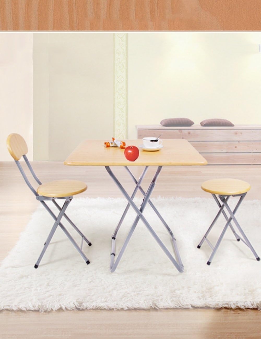 OCEANO Sedia sgabello pieghevole in legno mdf struttura metallica ideale sedia cucina soggiorno terrazzo balcone veranda giardino ripiegabile richiudibile colore naturale salvaspazio (Sedia)