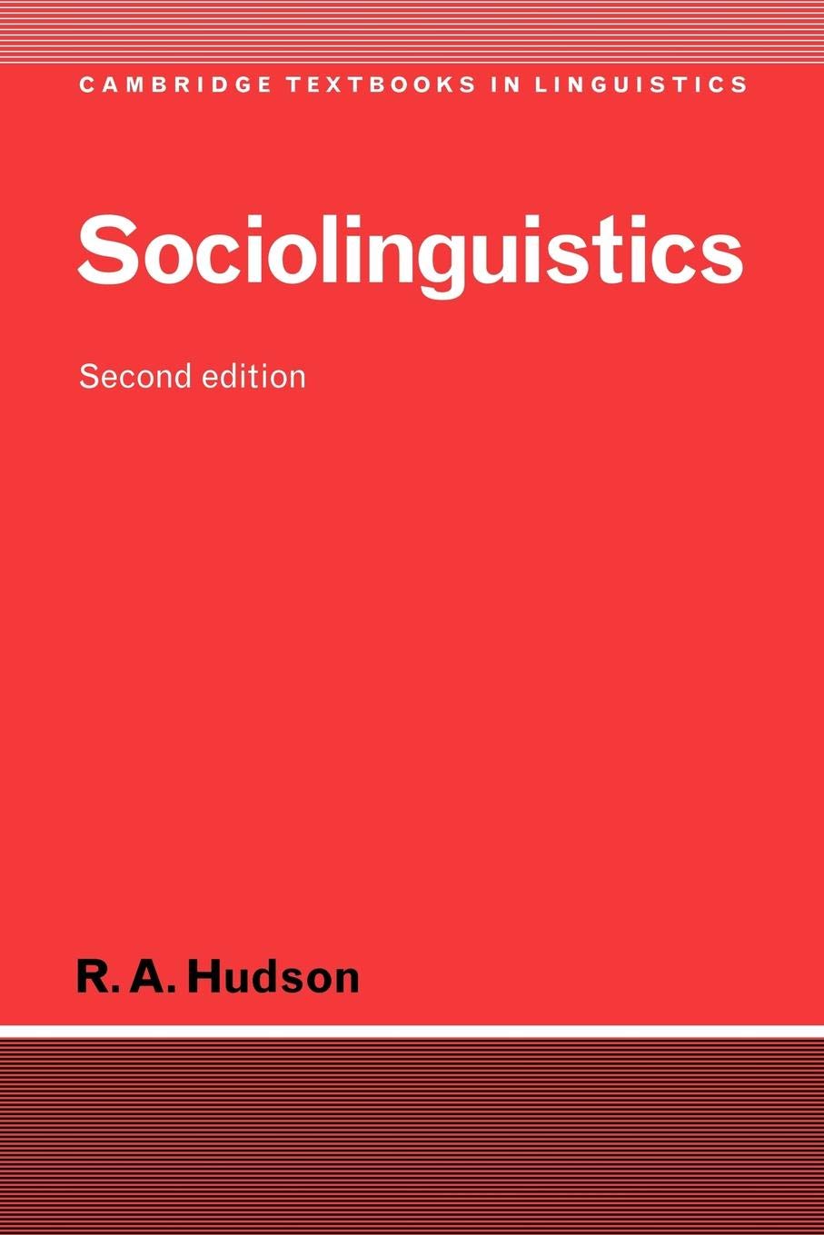 Sociolinguistics (Cambridge Textbooks in Linguistics) By Professor R. A. Hudson