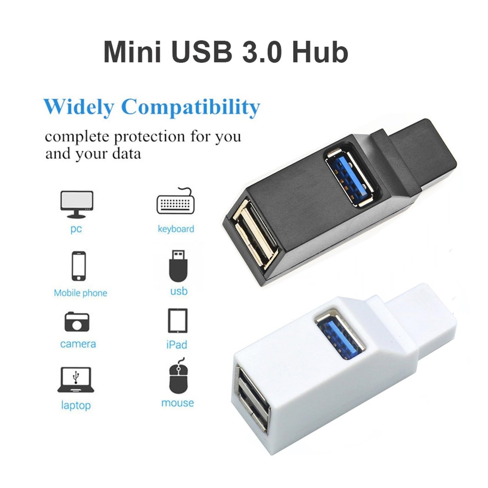 Hub USB 3.0 a 4 porte, sdoppiatore multifunzione per computer portatile, auto, ufficio (nero-USB3.0)