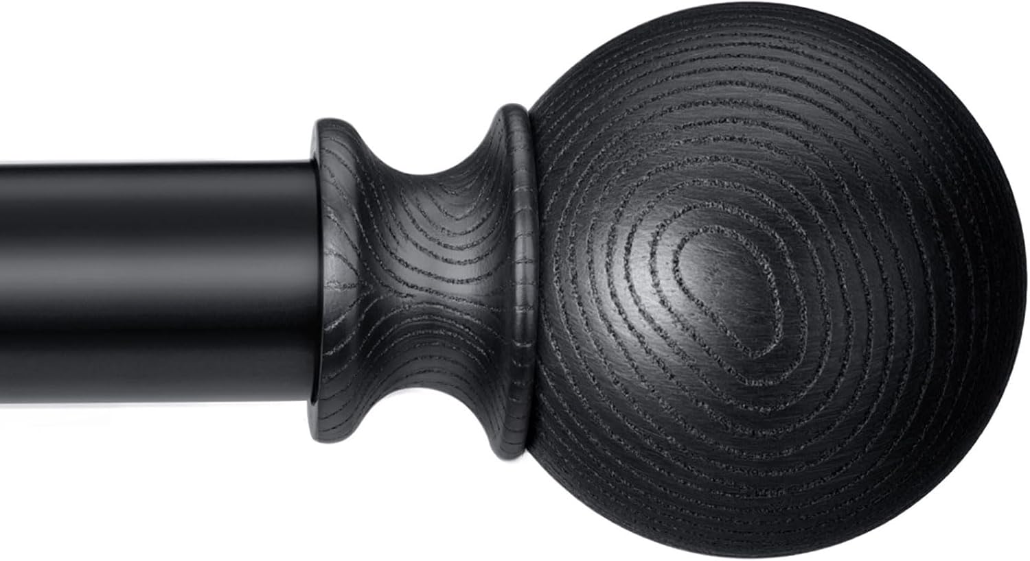 BRIOFOX Black Curtain Rods for Windows 28 to 48 Inch(2.3-4ft)- 1'' Diameter Heavy Duty Curtain Rods with Imitation Wood Grain Pattern Finials,Adjustable Decorative Curtain Rods Set,28-48'' 28 to 48 in. Black