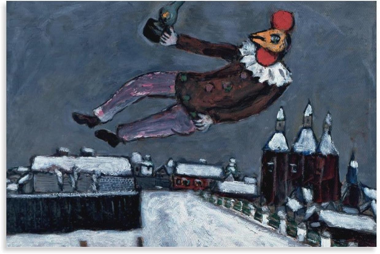 Marc Chagall Posters《Rooster Man Above Vitebsk》Canvas Painting