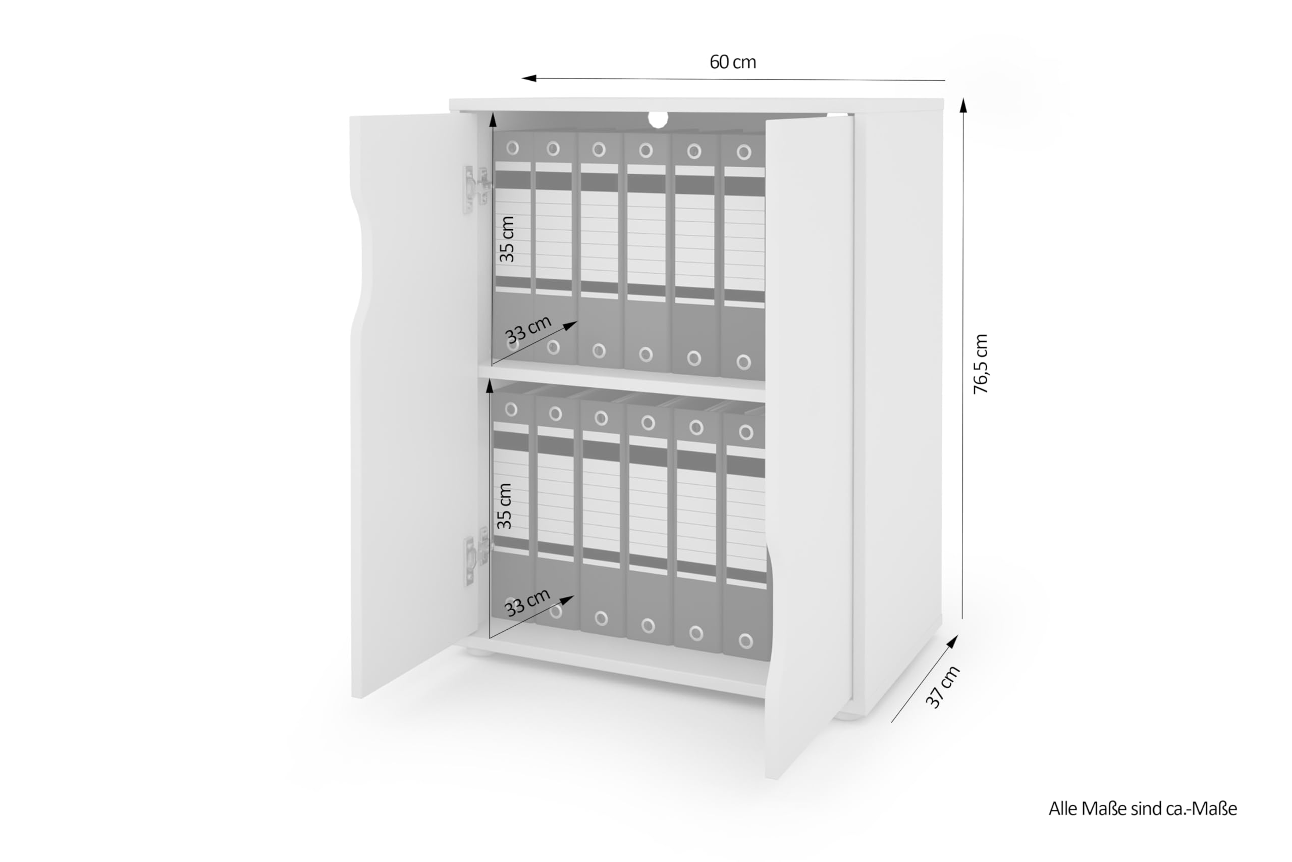 byLIVING Aktenschrank Belfast, 2 Türen, viel Stauraum, Melamin Anthrazit | B 60, H 76,5, T 37 cm