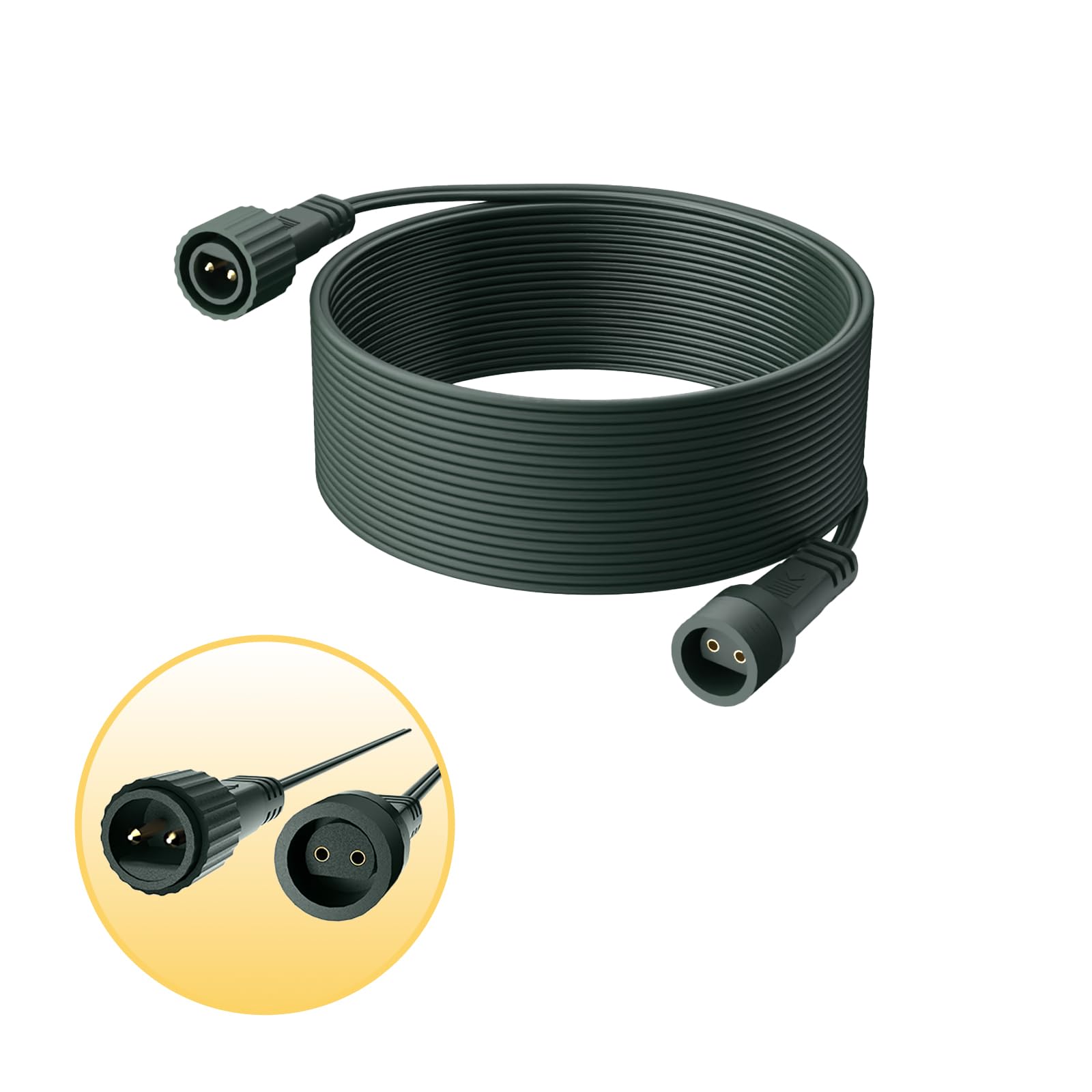 Extension Cords for String Lights Inflatable Decorations, 2 Pin 32.8FT Outdoor Extension Cable Waterproof for Class2 Power Adapter Solar Pannel Holiday Dark Green