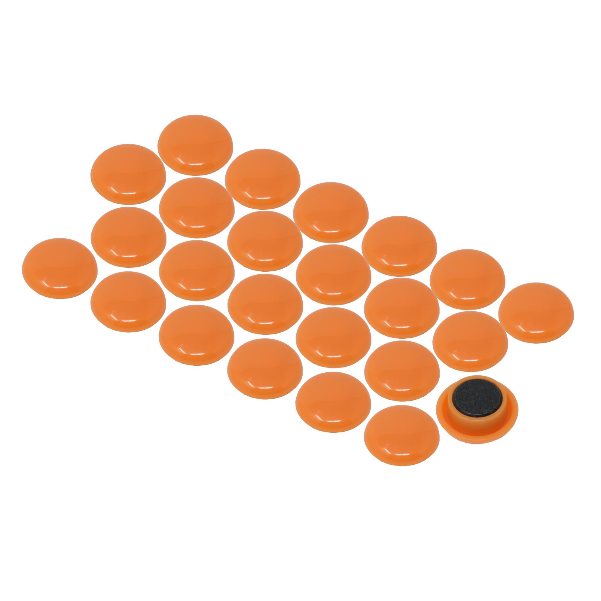 Small Orange Planning Office Magnets for Fridge, Whiteboard, Noticeboard, Filing Cabinet - Pack of 24