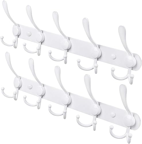 Perchero de pared con 5 ganchos de tres puntas, de PHINGEER, resistente, de acero inoxidable con gancho, decorativo, para colgar abrigos, chaquetas,