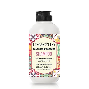 Lim & Cello Color Me Impressed Shampoo with Fig & Sweet Almond Milk For Colored Hair, Antioxidant Formula, Low pH Formula, Makes Hair Colour Vibrant, 250 ml / 8.45 fl.oz