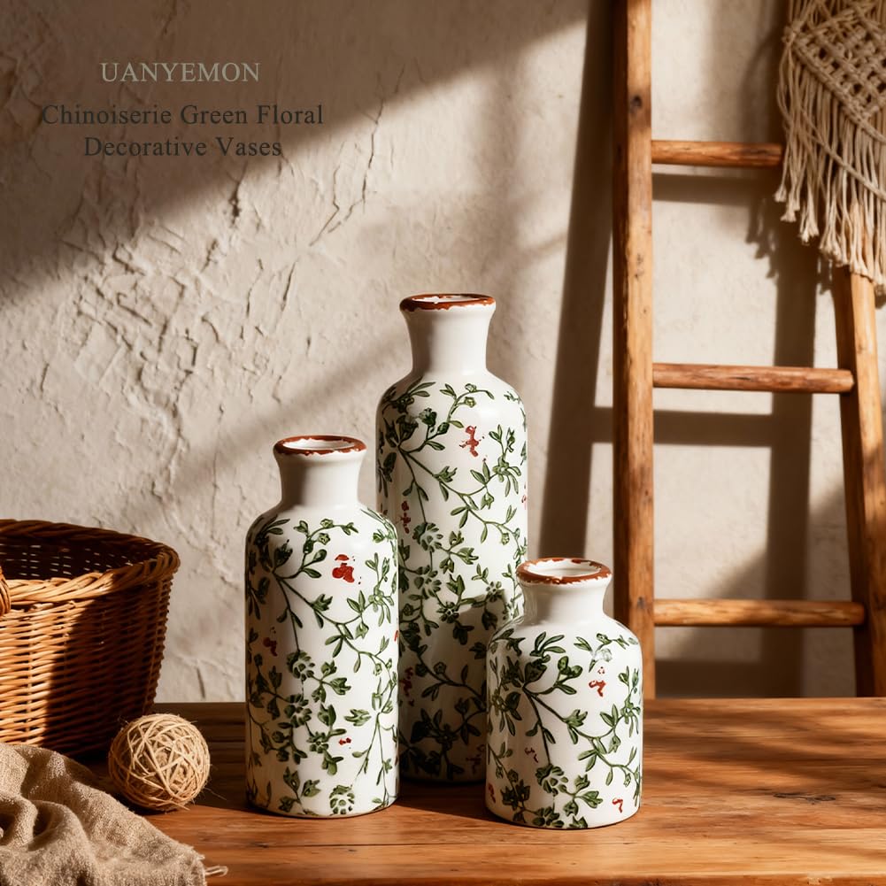 Lot de 3 vases marron (vert et blanc)