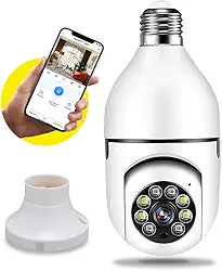 Câmera lâmpada de Segurança externa, Wi-fi Ip com visão noturna Detecção Movimento Full hd 1080p, Prova d'água Infravermelho 360° giratória,bidirecional áudio