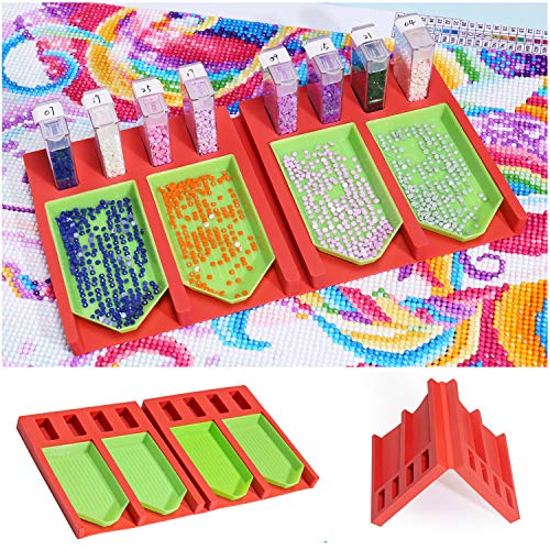 Diamond Painting Tools and Kits Foldable Tray Organizer Diamond Art Accessories Kits for Adults Multi-Boat Holder for Tray Square Bead Storage Containers