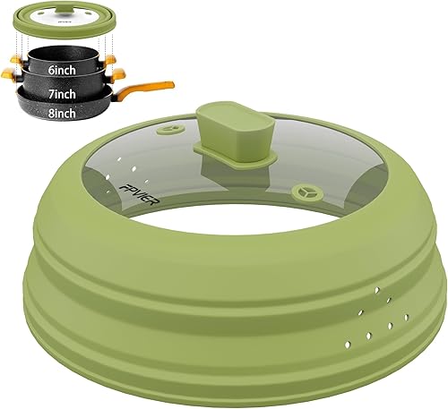 Miniatura 20 de Cubierta para salpicaduras de microondas, cubierta plegable de silicona para placa de microondas con vidrio para tapa protectora de salpicaduras de