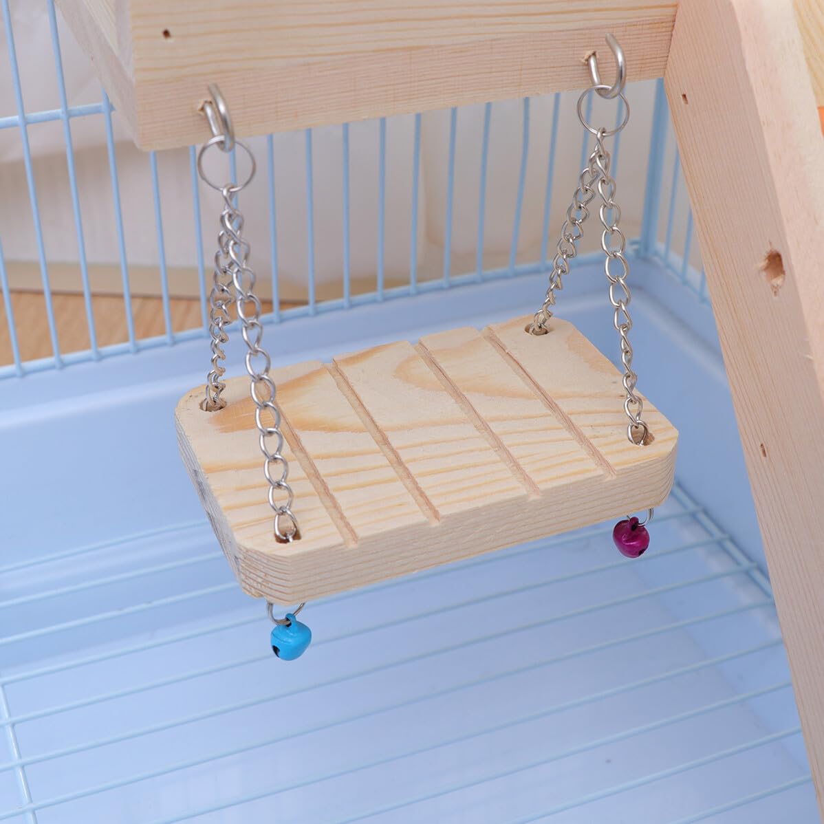 Perroquet et Hamster avec Balancoire Échelle et Grenier Accessoire Amusant pour Oiseaux et Petits Animaux de Exercice Exploration
