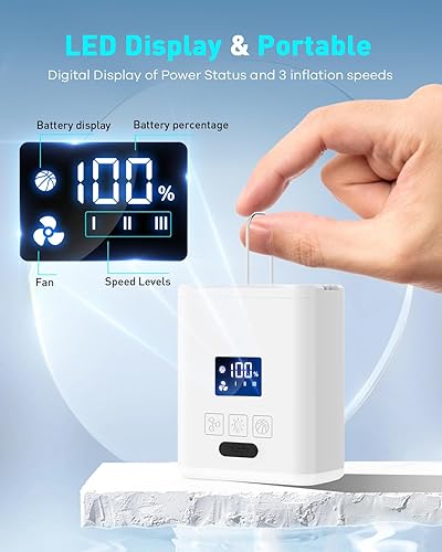 Miniatura 5 de Bomba de aire para inflables, mini bomba de aire eléctrica portátil para flotadores de piscina, anillos de natación, almohadillas de dormir, bolsas