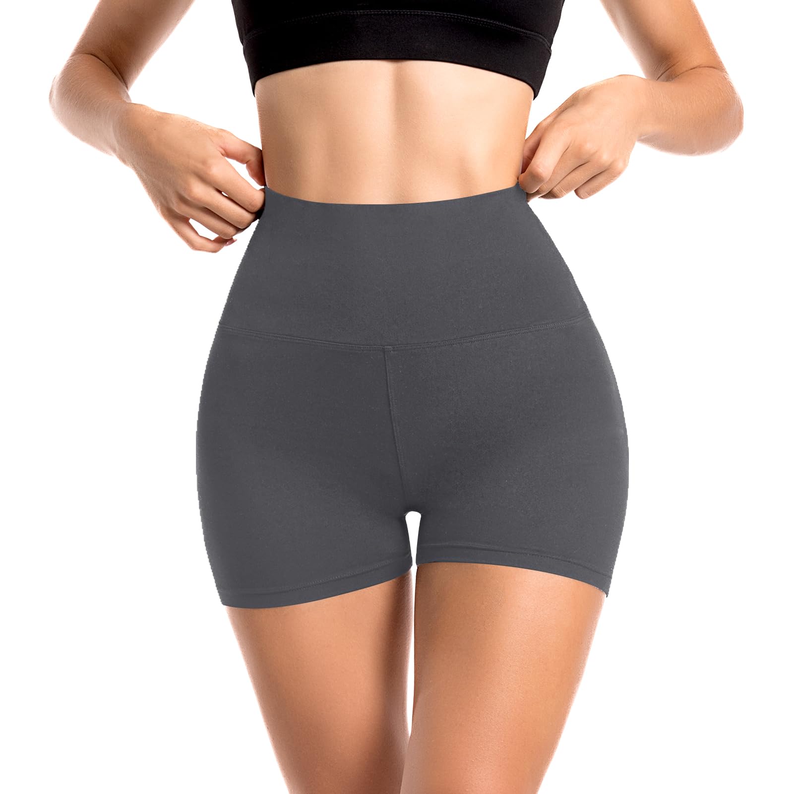 Sanpetix Sports Shorts Damen, High Waist Blickdicht Leggings Shorts für Damen Grau 1 Pack XXL