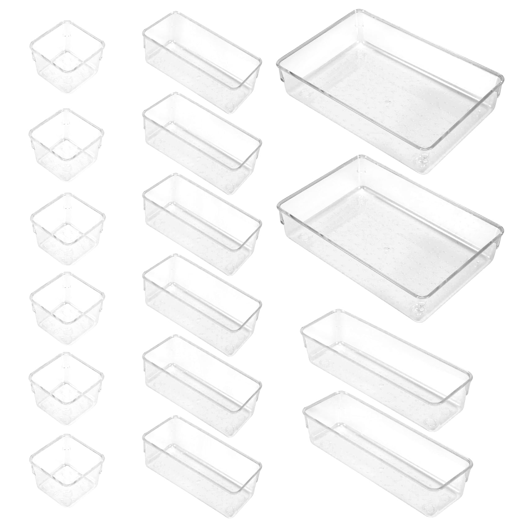 Aundhegrtt Drawer Organizer Set Clear Plastic Desk Drawer Dividers School Switch Number Storage Container Dividers Boxes for Makeup