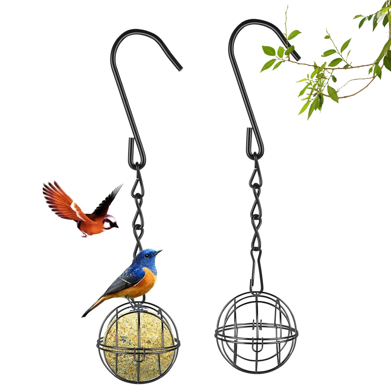 Fizzix 2-Pack Fat Ball Bird Feeders - Durable Metal Hanging Feeders for Garden Easy Installation, Attract Various Birds - Image 4