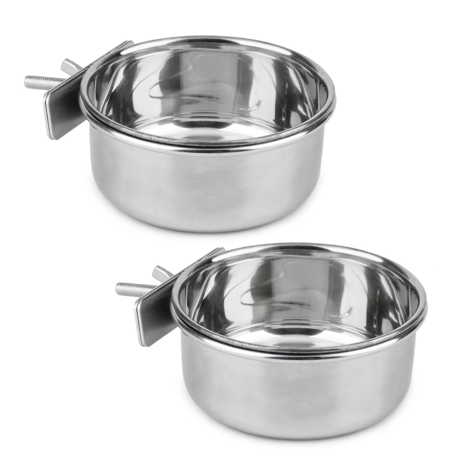 Hypeety Stainless Steel Food Water Bowl for Pet Bird Crates Cages Coop Dog Cat Parrot Bird Rabbit Pet 2PCS (Medium,4.7 * 2.1in)