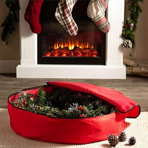 Miniatura 5 de Fydun Bolsa de almacenamiento roja decoración campana corona guirnalda contenedor impermeable a prueba de polvo rojo almacenamiento para la familia