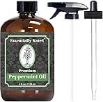 Peppermint Essential Oil 4 oz. with Huge Glass Bottle, Glass Dropper, and Sprayer. Detailed User's Guide E-Book. Skin Care, Garden Care, and Hair Care.
