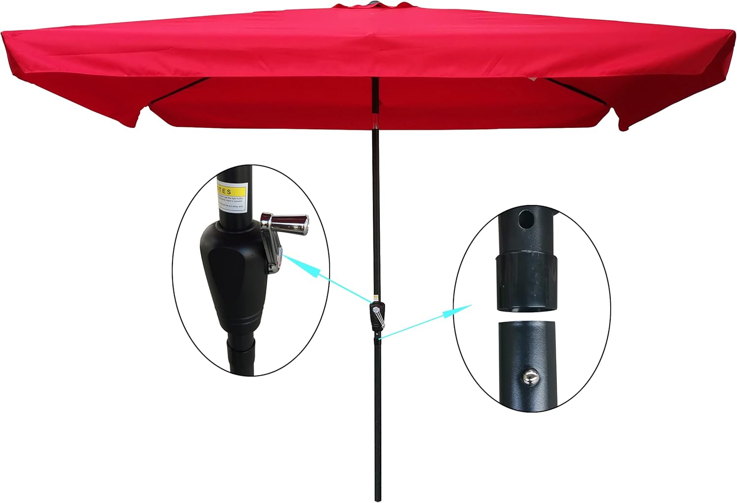 10 x 6.5 ft Rectangular Patio Umbrella, Waterproof with Crank and Push Button Tilt, for Garden, Backyard, Pool