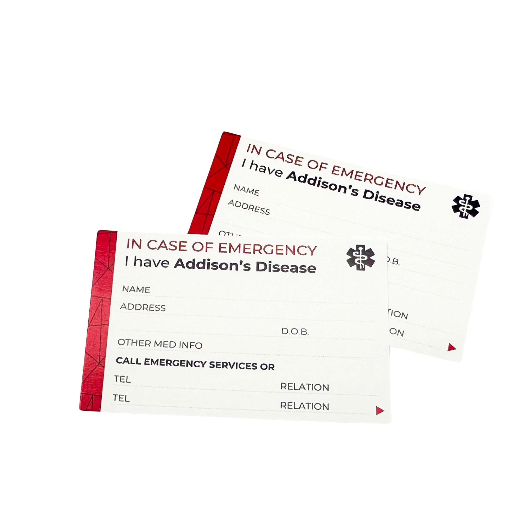 Addisons Wallet Card Addison's Adrenal Disease Custom Emergency Contacts Medical Alert ICE Cards Customised Personalised Unisex Set Of 2 UK