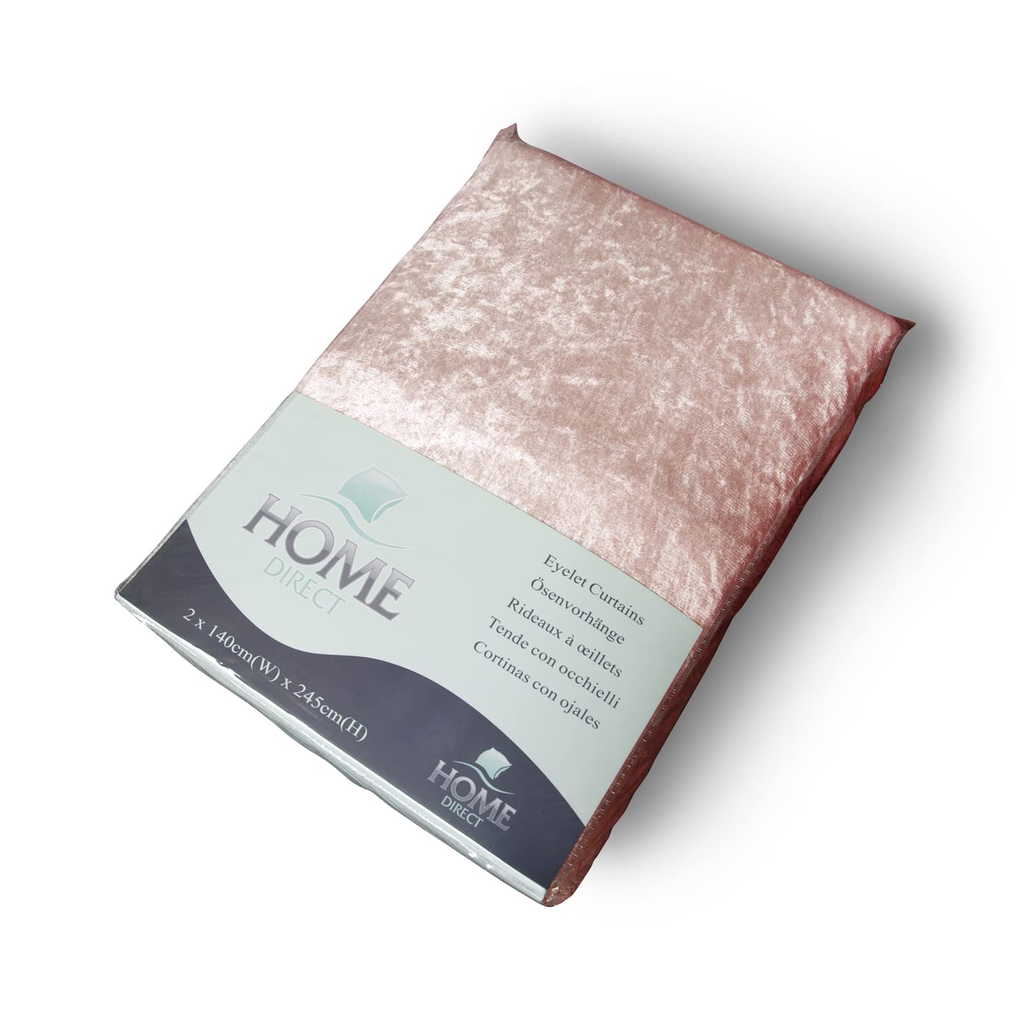 Home Direct Paire de Rideaux en Velours écrasé, à œillets, Non doublés, 2 Panneaux, 140cm x 175cm Rose