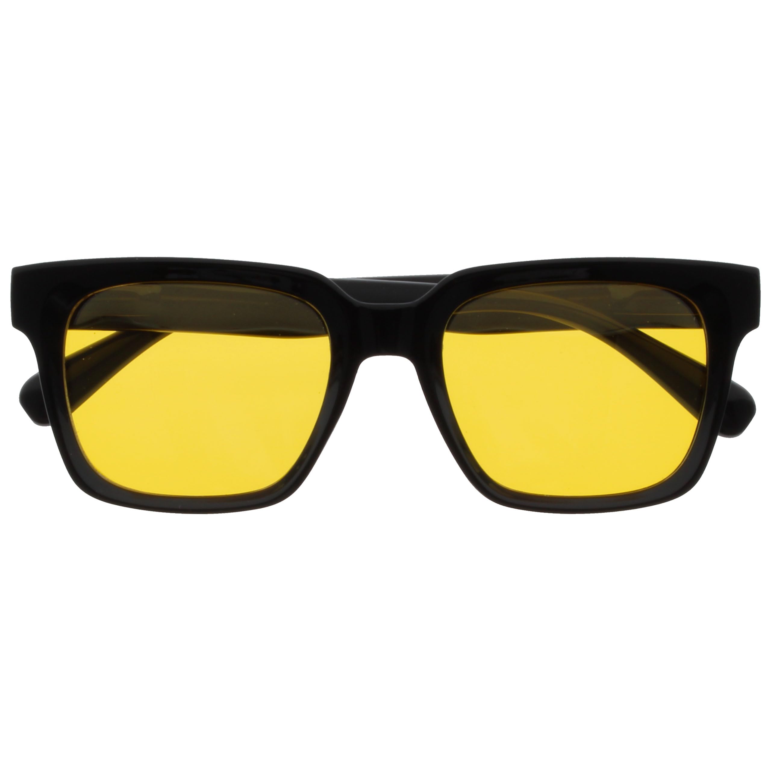 OPULIZERA Occhiali Da Sole 2 Paia - Lenti Gialle Polarizzate UV400, Montatura Oversize Rettangolare Nero, Antiriflesso, Cerniere A Molla, Unisex