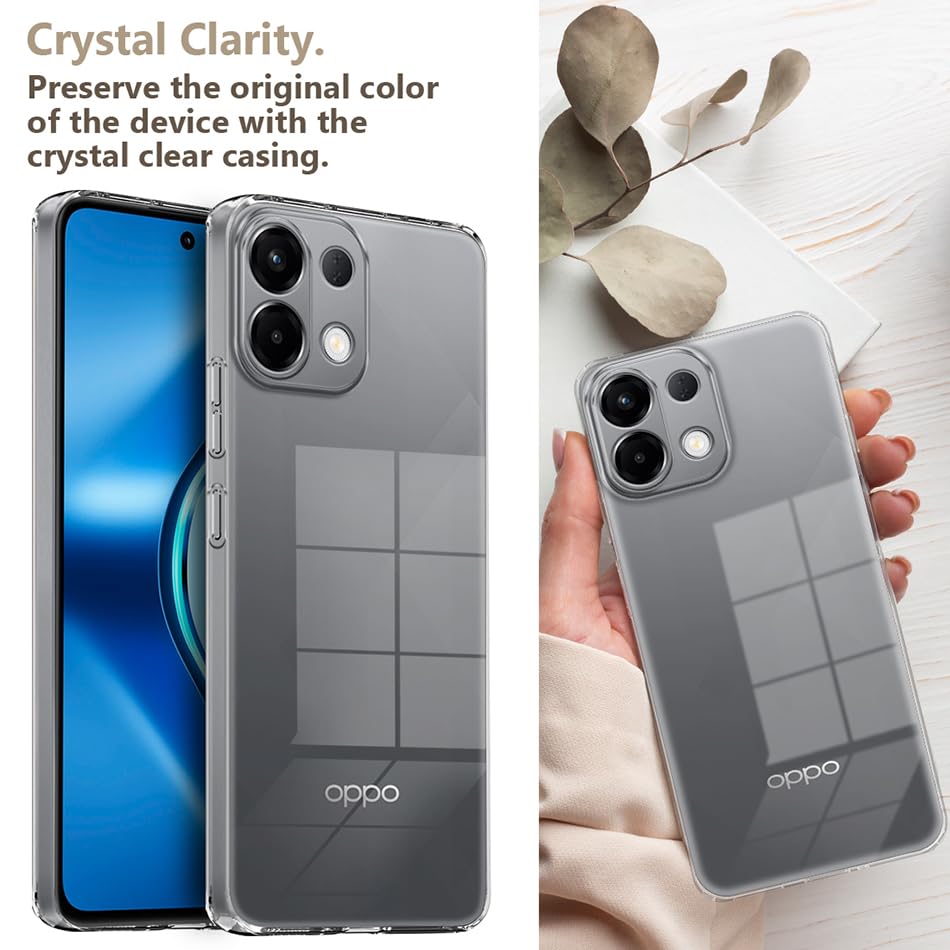 Image of Fashionury Crystal Clear Case for Oppo K13 5G | Yellowing Resistance | Transparent TPU Silicone | Raised Camera Lips | Slim Transparent Cover