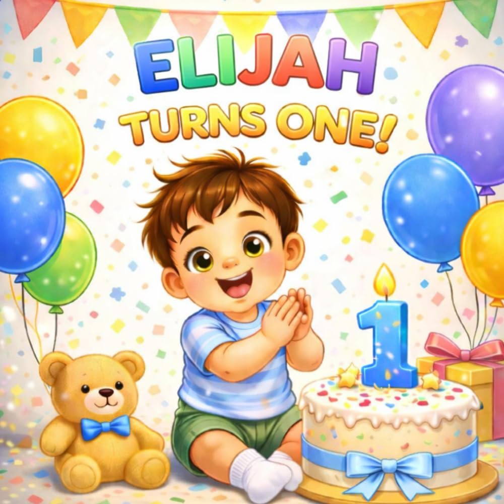 Elijah Turns One!: A Personalized First Birthday Celebration Story (Three Hearts Personalized Baby Name Books (Elijah))