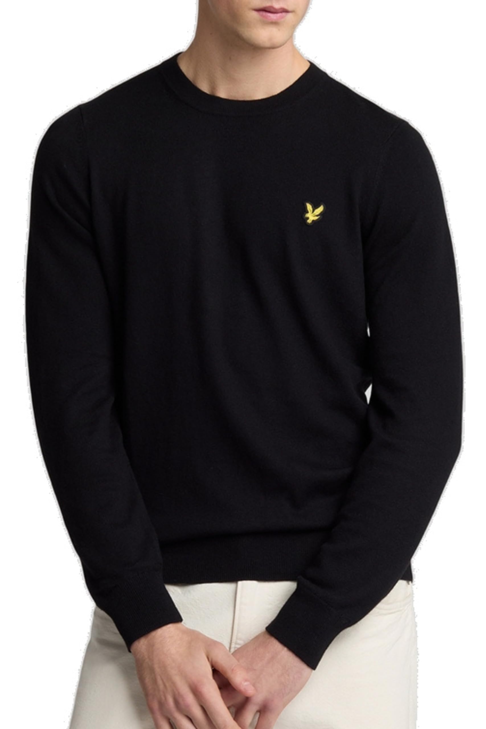 Lyle and Scott   Cotton Merino Crew Neck Jumper In Jet Black, Men's Size XXL