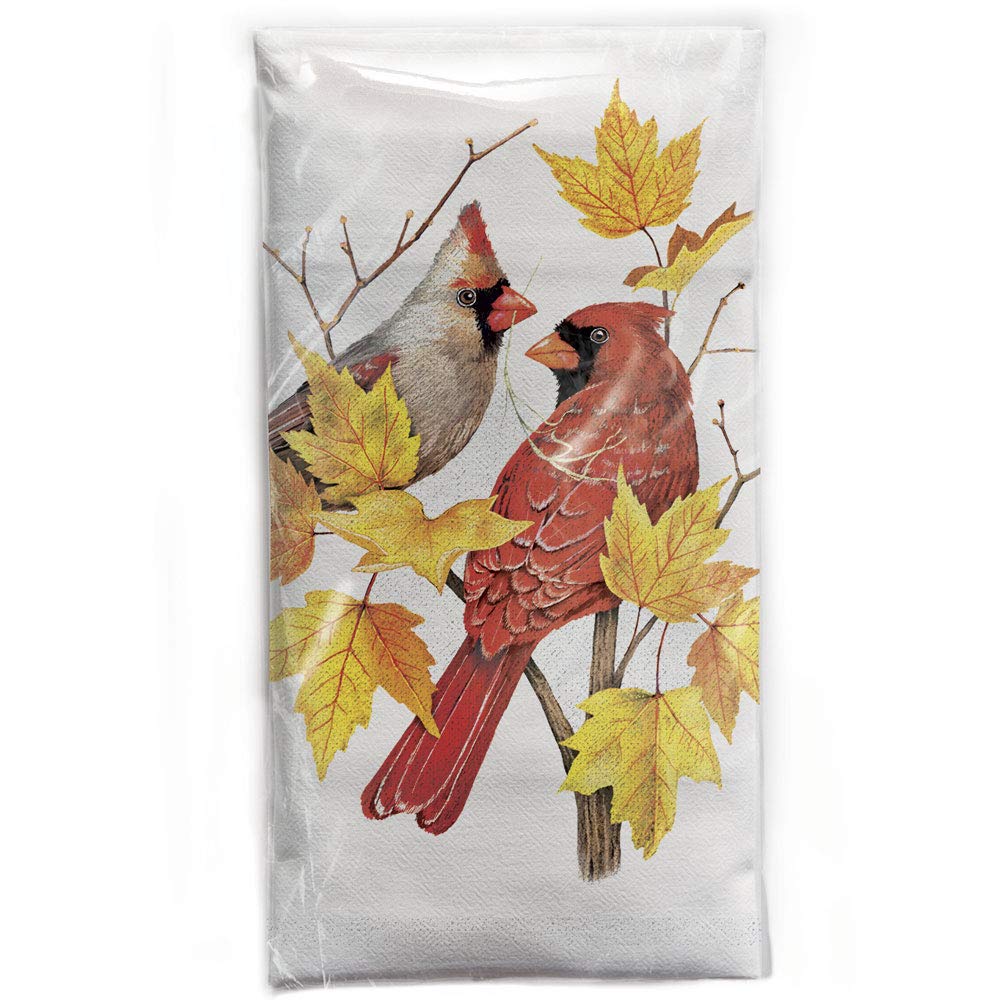 Cardinals on a Maple Branch Cotton Flour Sack Dish Towel