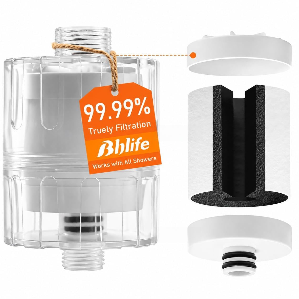 BBLIFE NSF Tested Transparent Shower Filter for Hard Water with Cartridge
