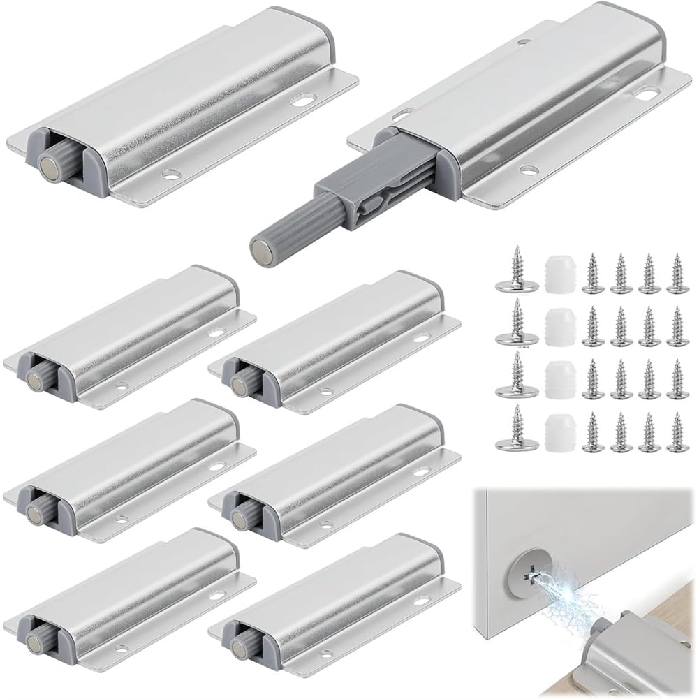 Aundhegrtt As Shown Cupboard Push Open Catch- Release, 8Pcs For Kitchen Closet Door Catches-Push To Open Door Catches Cabinet Door Closing