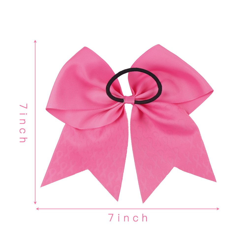 7" Breast Cancer Awareness Large Bow 4pcs Pink Glitter Hair Bow With Ponytail Holder For Women Girls Breast Cancer Month