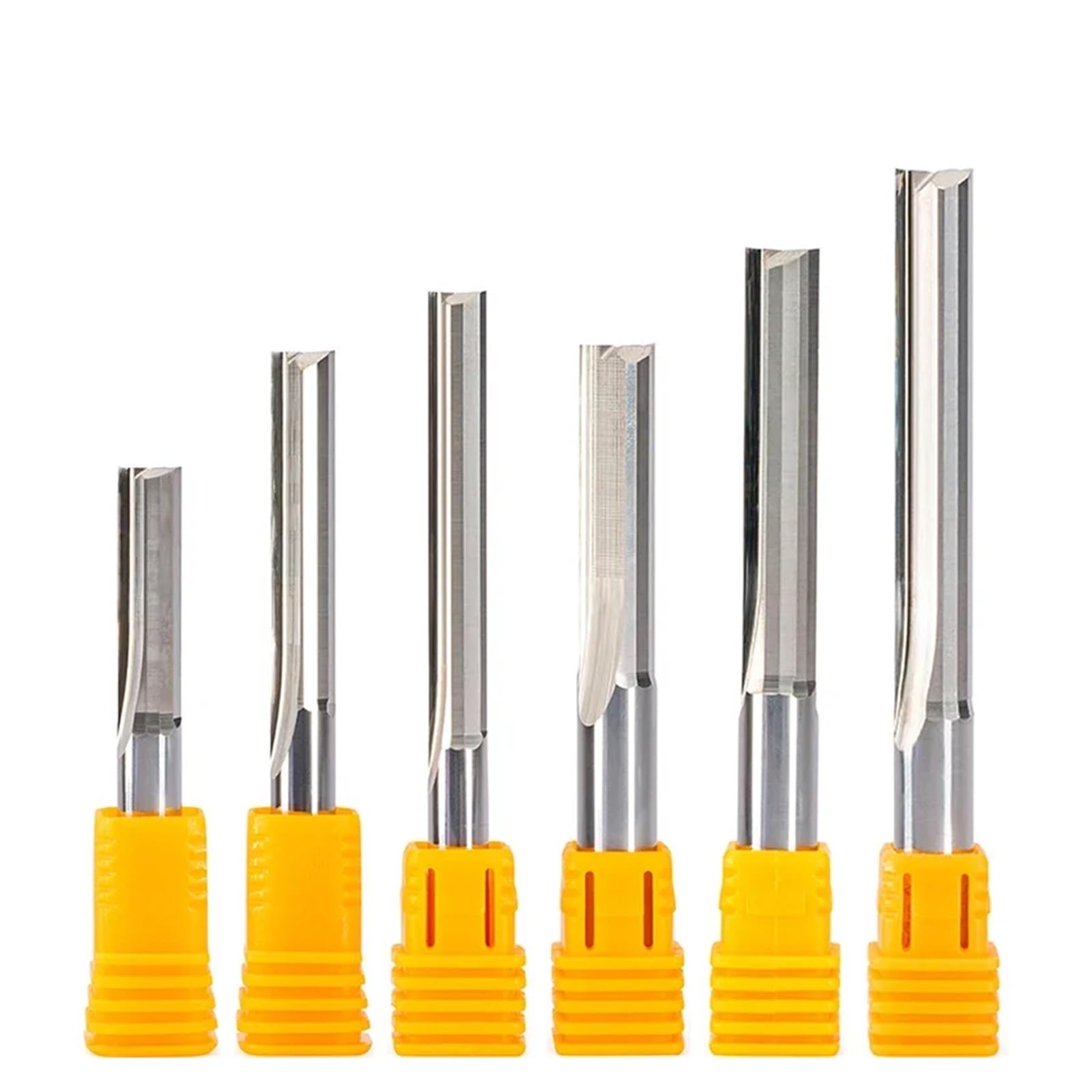 2 uds 3.175 4 5 6 8 10mm cortador de madera de ranura recta CNC carburo sólido dos doble flauta CNC enrutador fresa fresadora madera contrachapada MDF(10x52)