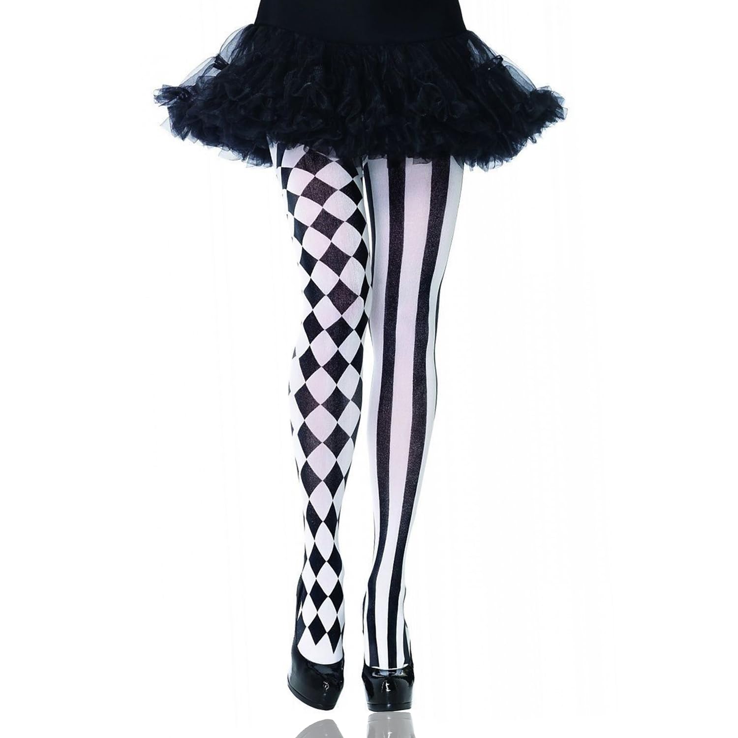 Lezevn Ladies Harlequin Tights Full Footed Diamond Tights Thigh High Stockings Pantyhose for Halloween Fancy Dress Costume