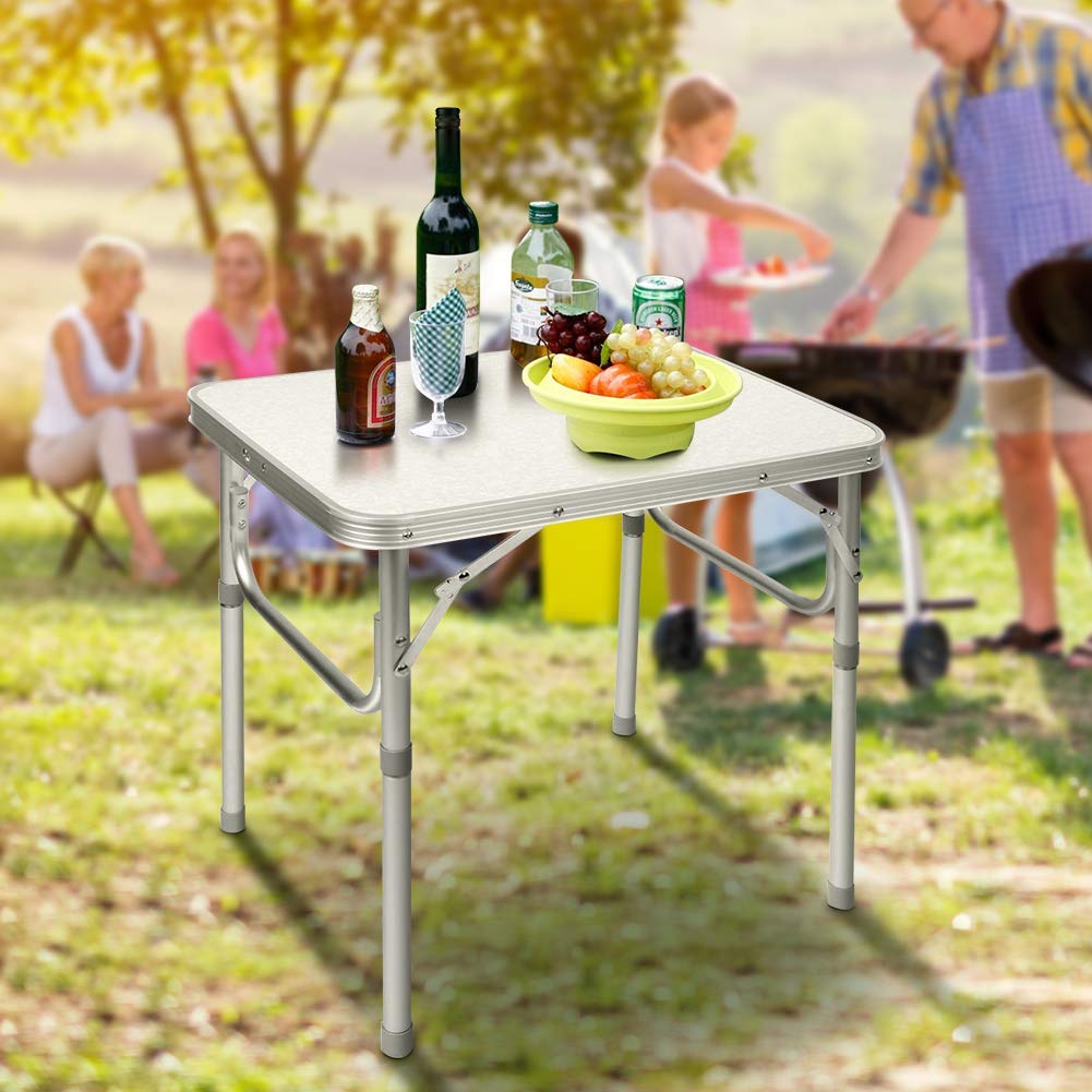 Ejoyous Tavolo Pieghevole da Giardino, 1x vassoio da tavolo pieghevole regolabile in lega di alluminio per picnic da campeggio da giardino all'aperto