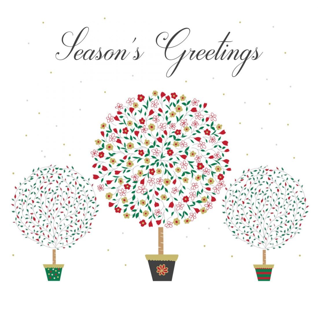 Traditional Festive Art, Large Square 160 x 160mm (6.5x6.5"), Seasons Greetings, Pack of 5 Premium Charity Christmas Cards