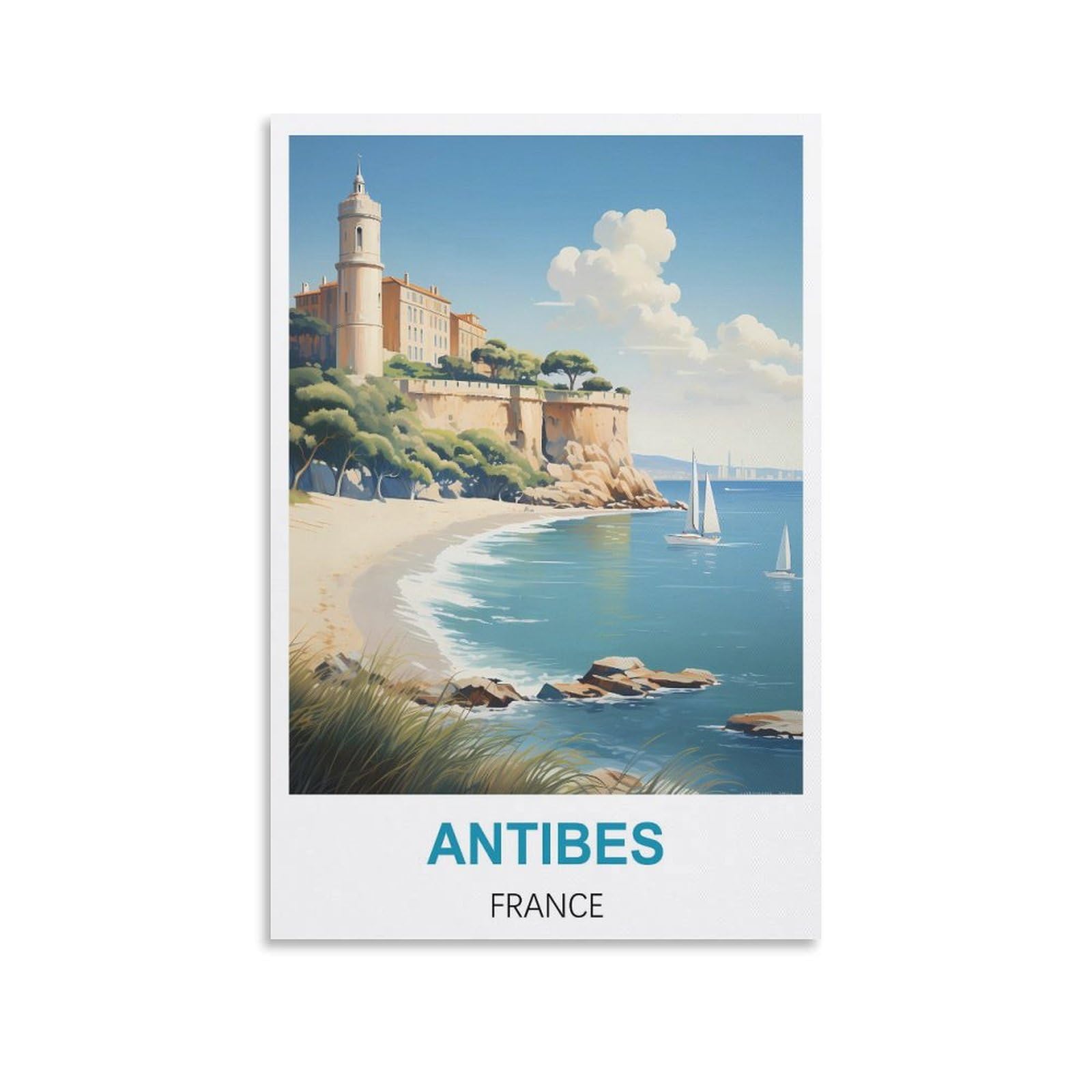 Metal Tin Sign Plaque Poster,Antibes France,Ideal for Pub Shed Bar Office Man Cave Home Bedroom Dining Room Kitchen 30x30cm