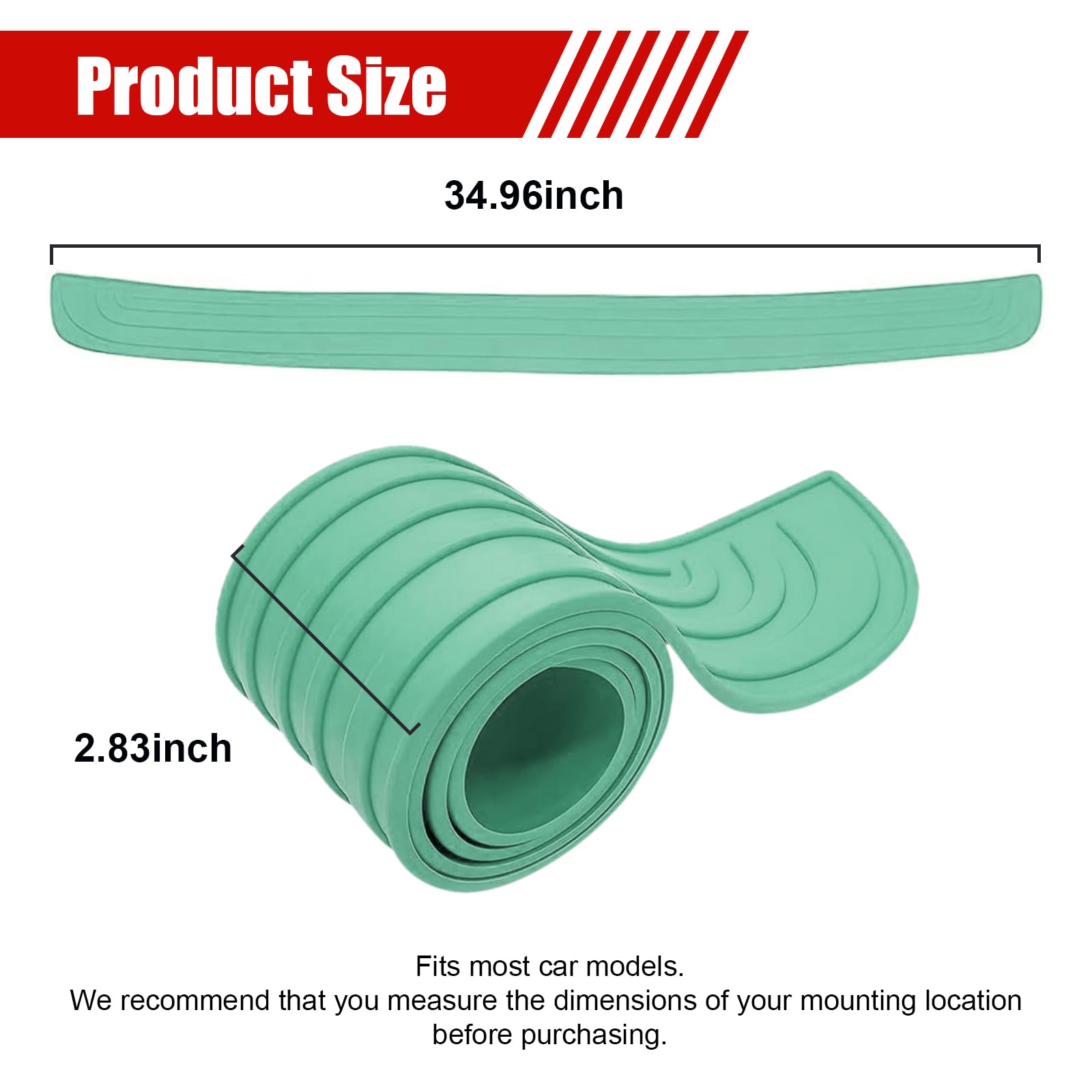 Ziciner Car Rear Bumper Protector Guard, Auto Anti-Scratch Collosion Rubber Trunk Door Entry Guards, Non-Slip Vehicle Bumper Protection Strip, Fit for Most Cars, Vans (35"x2.7", Green)