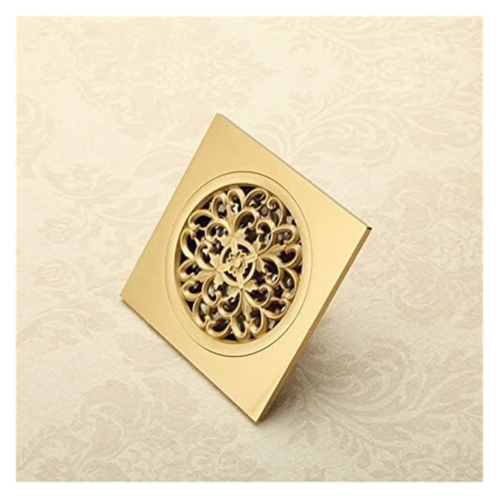 Desagüe de Piso Desagüe de Piso, Protectores de Drenaje, Llegada Desagüe de Ducha Cuadrado de latón Pulido for baño, Rejilla de desagüe for Piso, Cubierta Redonda, colador de Cabello