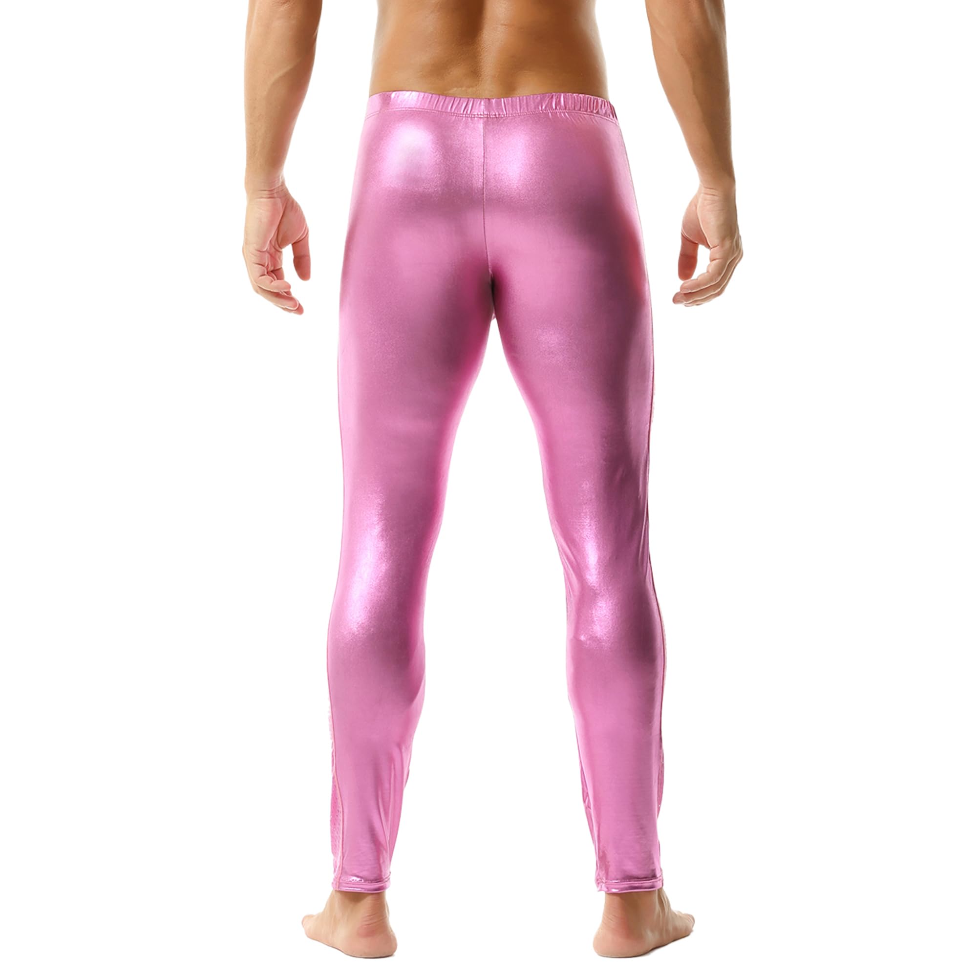 YUFEIDA Herren Lange Unterhosen Metallisch glänzende Hose Strumpfhose Leggings Sportleggings für Herren