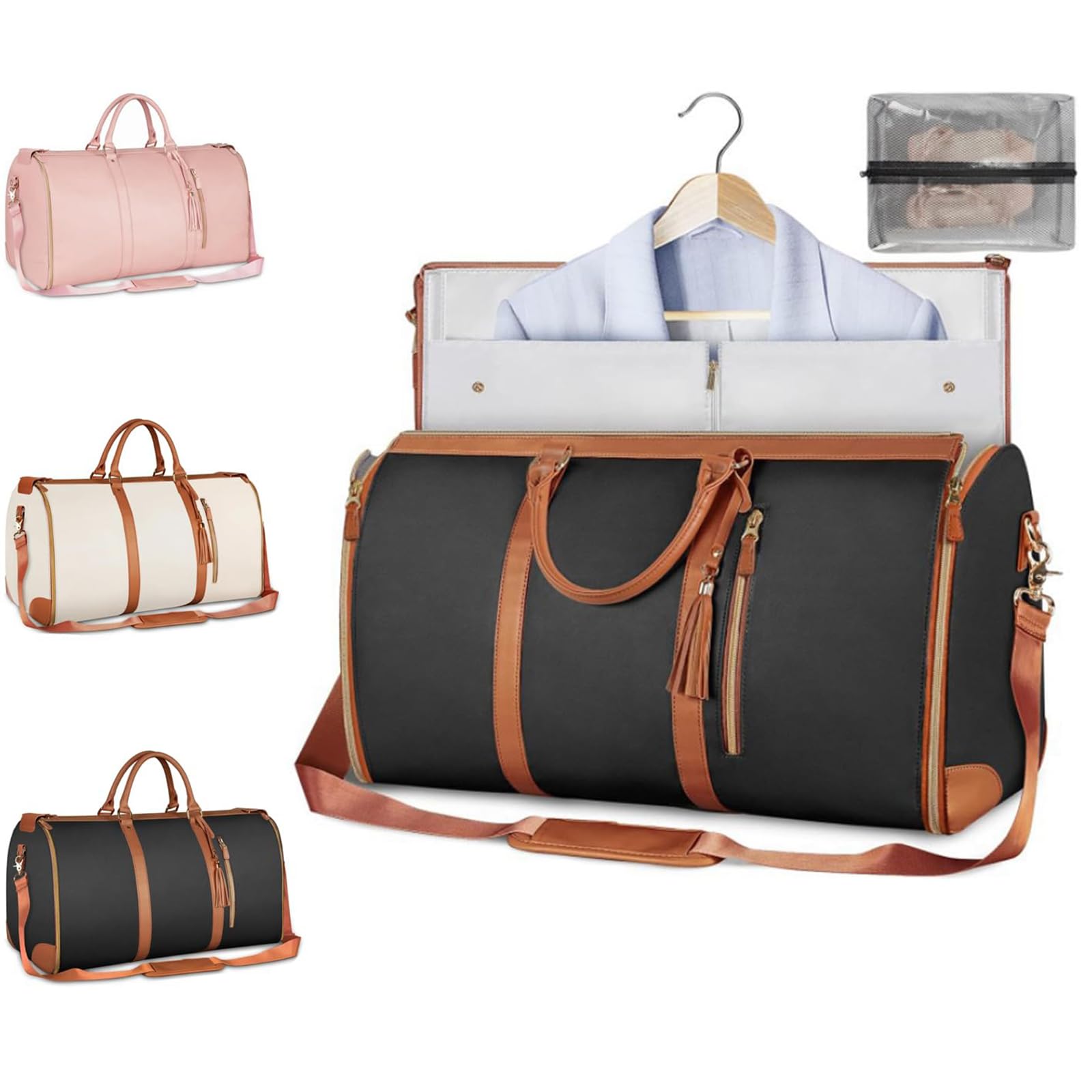 Versatile Folding Clothing Luggage Bag Carry On Garment Bag 2 in 1 Hanging Suitcase Suit Bag Large Weekender