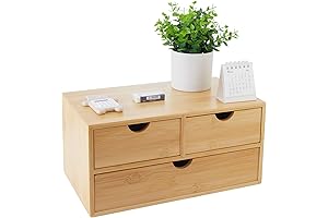 Bamboo Desk Organizer with 3 Drawer Storage