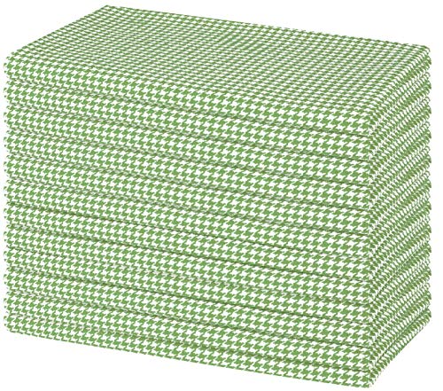 Native Fab Houndstooth Vintage Cloth Dinner Napkins Set of 12 Cotton 18x18 Soft Absorbent Restaurant Hotel Quality - Everyday Easy Care Washable Wedding Dinner Napkins Bulk - Lemon Green