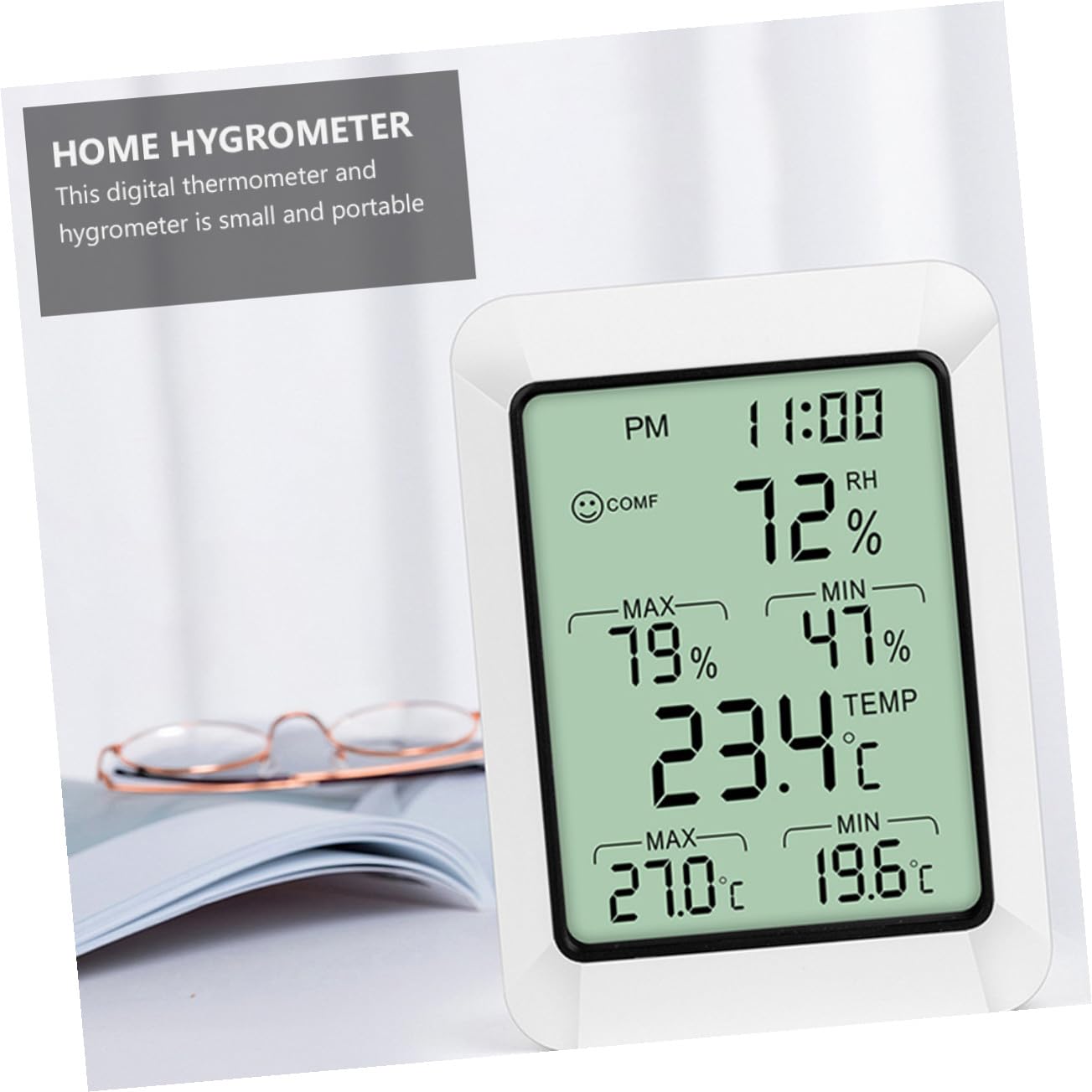 Termometro Igrometro Digitale Compatto e Portatile per Interni con Supporto Monitor Umidità e Temperatura per Casa Ufficio e Camera