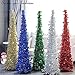 Queta Árbol de Navidad Plegable, Árbol de Navidad Brillante Artificial Plegable Telescópico,...
